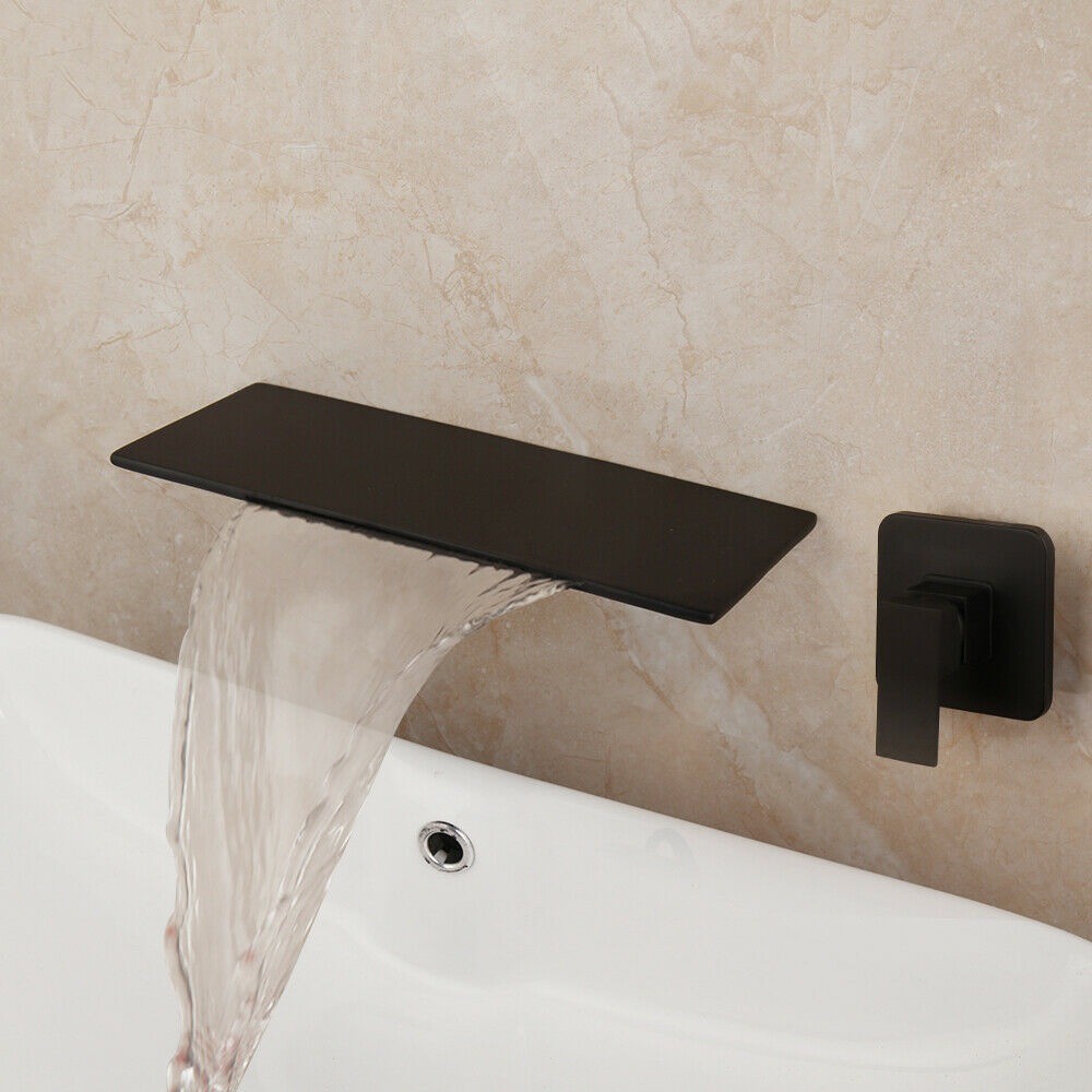Badkraan met handdouche, waterval badkraan met douche, badkraan, 1,5 m pvc-slang en wandhouder, messing mengkraan met 5 functies, zwarte badkraan Badkraan met handdouche, waterval badkraan met douche, badkraan, 1,5 m pvc-slang en wandhouder, messing mengkraan met 5 functies, zwarte badkraan