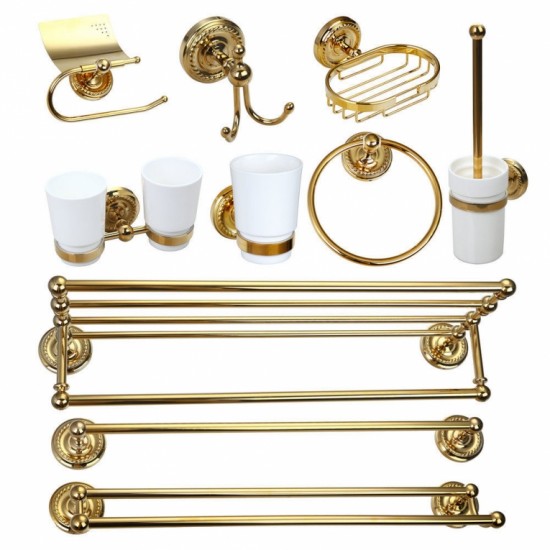Gouden accessoire set 10 delig goudkleurig afgewerkt Voordeel set