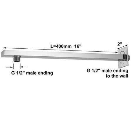 Chroom douche-arm voor muurbevestiging 40 CM ( 400 MM)