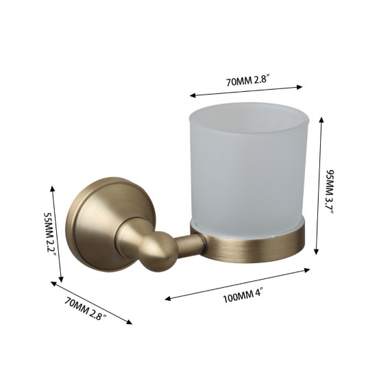 Afmeting bronskleurige landelijke tandenborstel beker