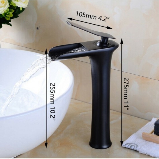 Afmetingen van de hoge wastafelkraan het de zwarte kleur