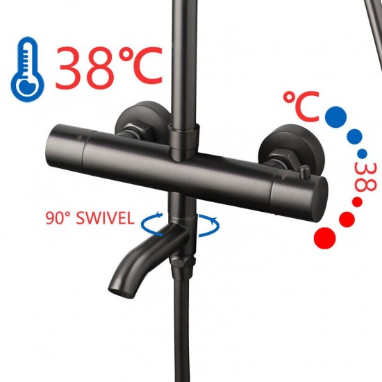 Badkraan gun metal regendouche set