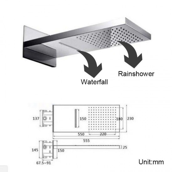 Detail douche kop waterval donker