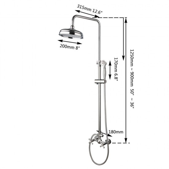 Details landelijke regendouche chroom