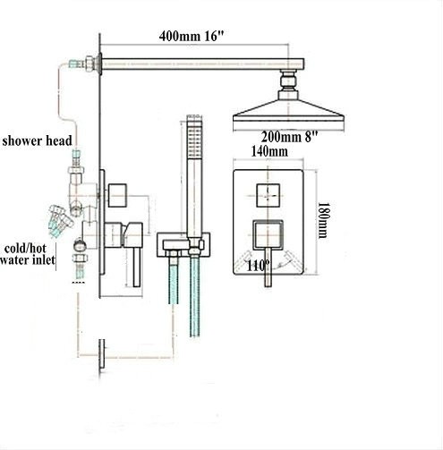 LED douche set 400 MM Inbouw mengkraan Stortdouche