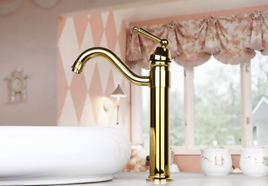 Luxe gouden kraan type Stat Deluxe gouden design wastafelkraan keukenkraan