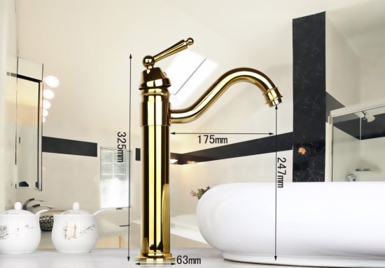 Luxe gouden kraan type Stat Deluxe gouden design wastafelkraan keukenkraan