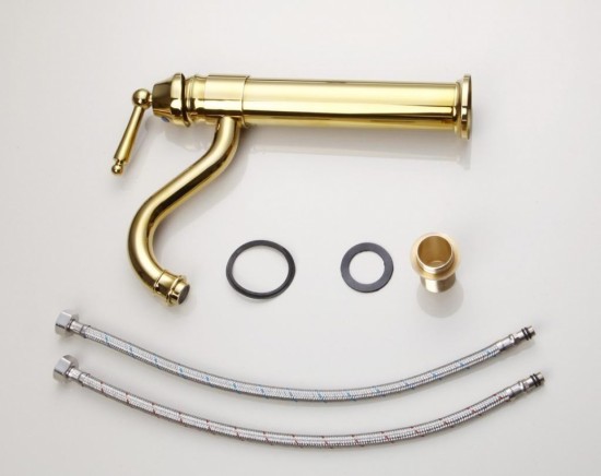 Luxe gouden kraan type Stat Deluxe gouden design wastafelkraan keukenkraan