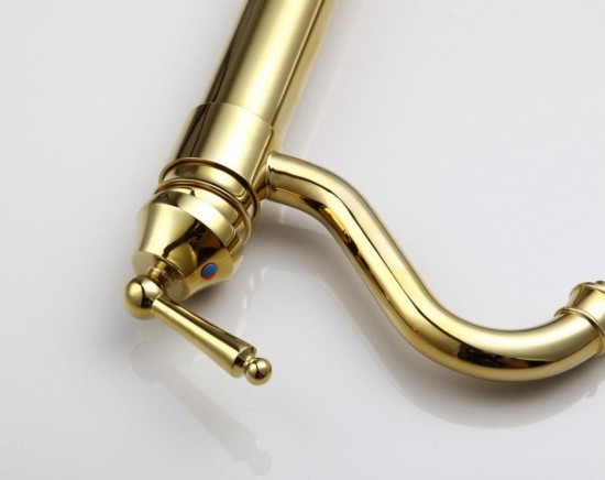 Luxe gouden kraan type Stat Deluxe gouden design wastafelkraan keukenkraan