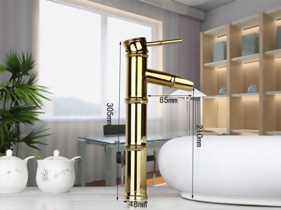 Wastafelkraan Bambuk Deluxe Gouden Design kraan
