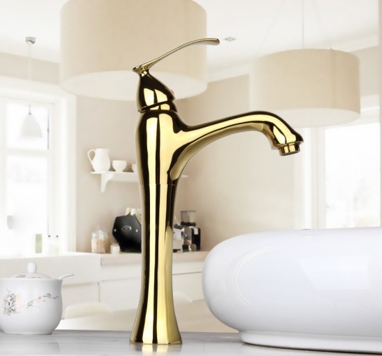 Gouden wastafelkraan Type Jin Deluxe Desing badkamerkraan