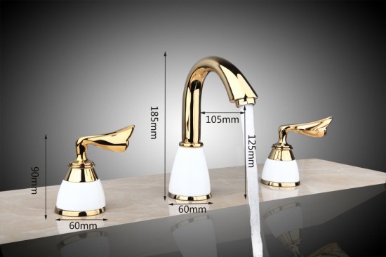 Luxe gouden opbouw kraan type Monte Deluxe gouden design wastafelkraan badkraan