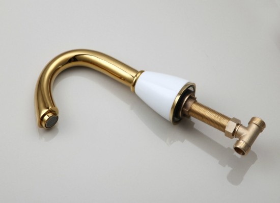 Luxe gouden opbouw kraan type Monte Deluxe gouden design wastafelkraan badkraan