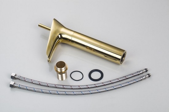 Luxe gouden kraan type Ovi Deluxe gouden design wastafelkraan