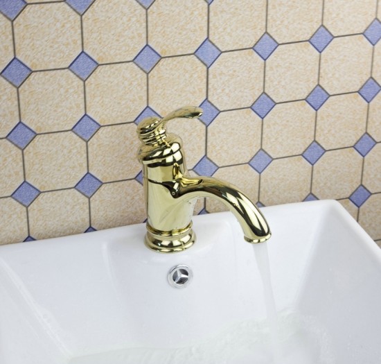 Gouden wastafelkraan Type Poka Deluxe Design badkamerkraan