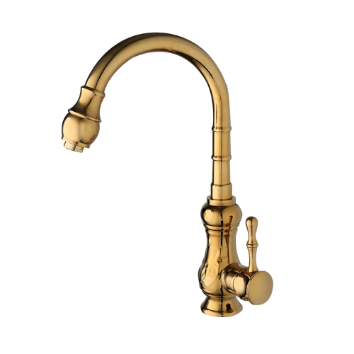 Goudkleurige landelijke keukenkraan draaibaar