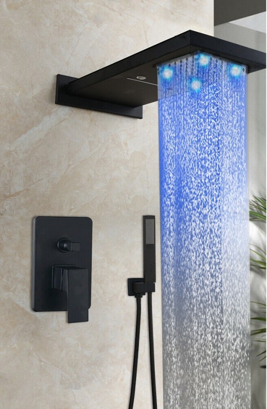 Led waterval douche kop zwart