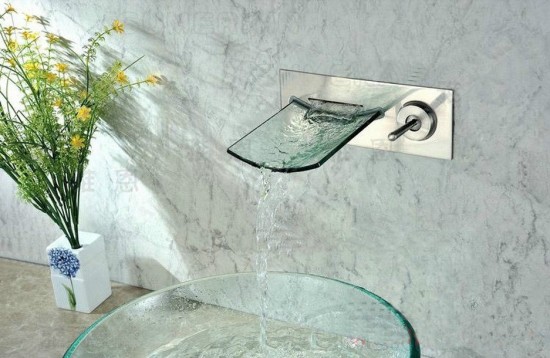 Watervalkraan Muro inbouw design watervalkraan nikkel geborsteld