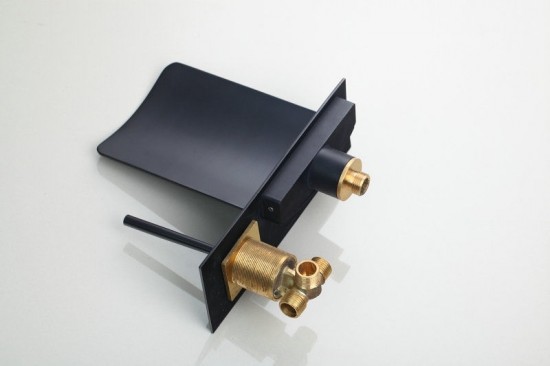 Watervalkraan Muro LED Olie brons inbouw badkraan met Led verlichting