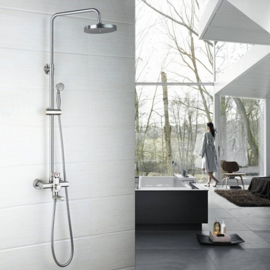 Opbouw douche-set geborsteld nikkel mat klassiek design  20 CM regendouche