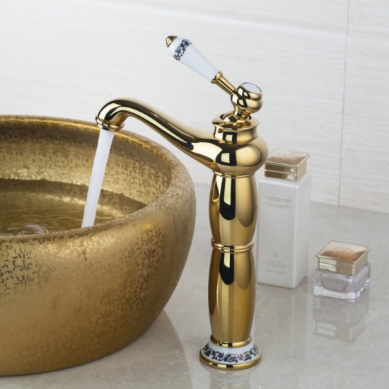 Gouden wastafelkraan Turin goudkleurige mengkraan