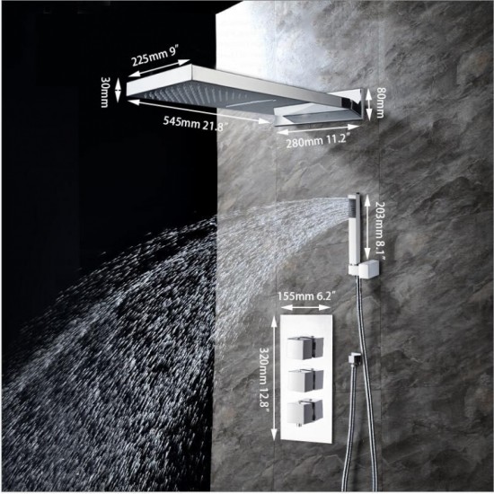 22 inch Regendouche waterval douche inbouw incl. handdouche