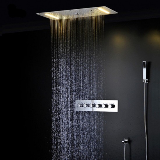 Luxe 31 inch grote LED doucheset inclusief massage functie en waterval