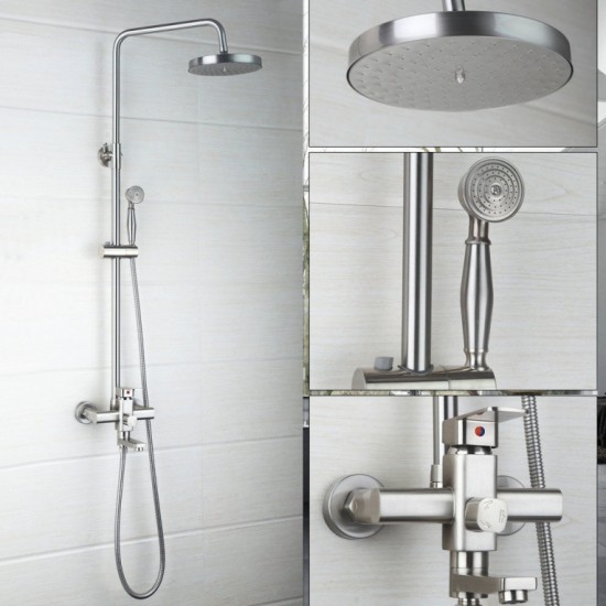 Opbouw douche-set geborsteld nikkel mat klassiek design  20 CM regendouche