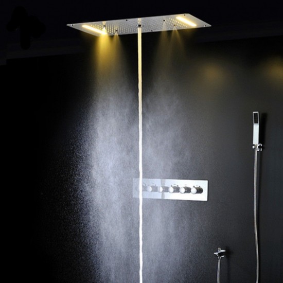 Luxe 31 inch grote LED doucheset inclusief massage functie en waterval