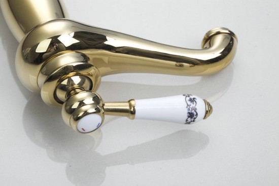 Gouden wastafelkraan Turin goudkleurige mengkraan