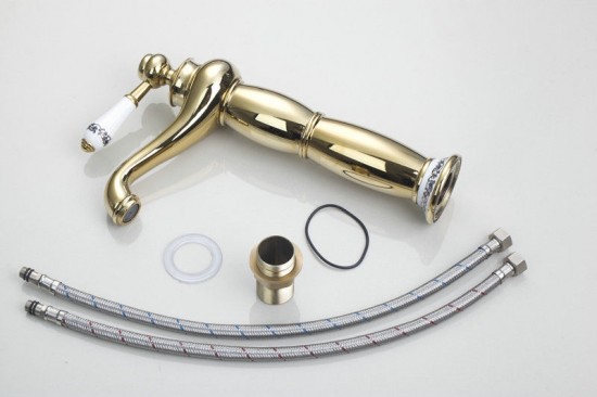 Gouden wastafelkraan Turin goudkleurige mengkraan