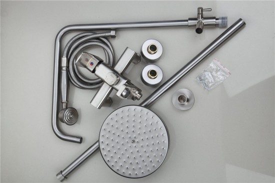 Opbouw douche-set geborsteld nikkel mat klassiek design  20 CM regendouche