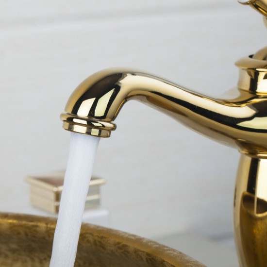 Gouden wastafelkraan Turin goudkleurige mengkraan