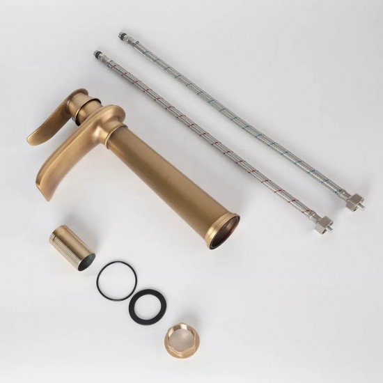 Set bronskleurige wastafelkraan