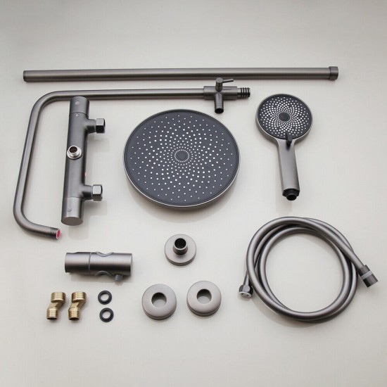 Set gun metal thermostatische opbouw regendouche