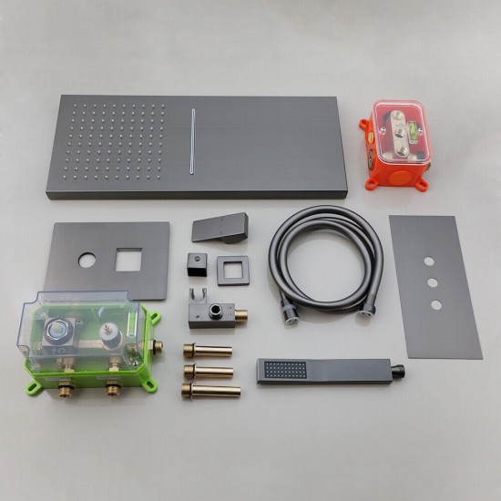 Set regendouche rechthoekig gun metal