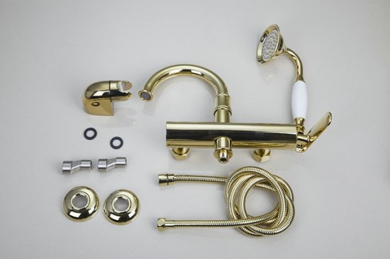 Goud kleurige badkraan Sonse Deluxe met handdouche