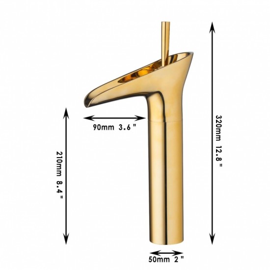 Gouden afgewerkte wastafel Ovi kraan met hand geschilderde goudkleurige keramische waskom