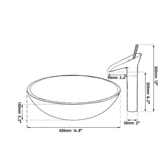 Geborsteld nikkel afgewerkte wastafel kraan Ovi met groene hand geschilderde glazen waskom