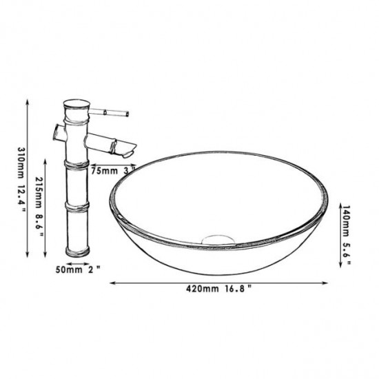 Bronskleurige olie afgewerkte wastafel kraan met hand geschilderde rood gouden glazen waskom