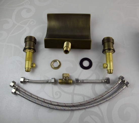 Watervalkraan Type Acquario Design Waterval Bad Kraan Antiek look 2 knops bediening