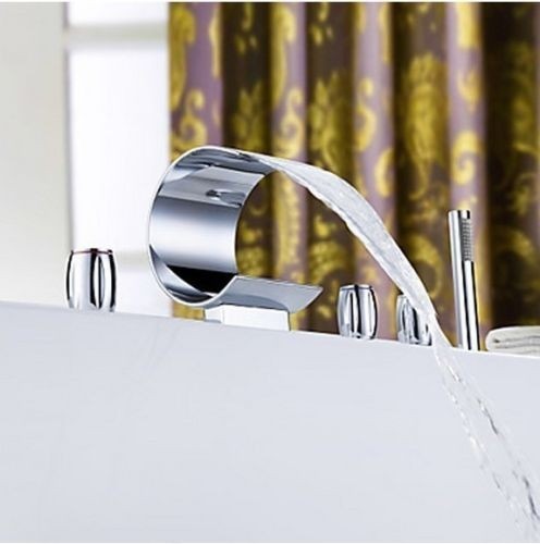 Watervalkraan Type Swan Design Waterval Badkraan 5 delige set opbouw