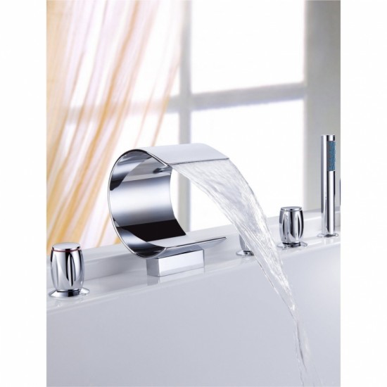 Watervalkraan Type Swan Design Waterval Badkraan 5 delige set opbouw