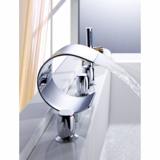 Watervalkraan Type Swan Design Waterval Badkraan 5 delige set opbouw