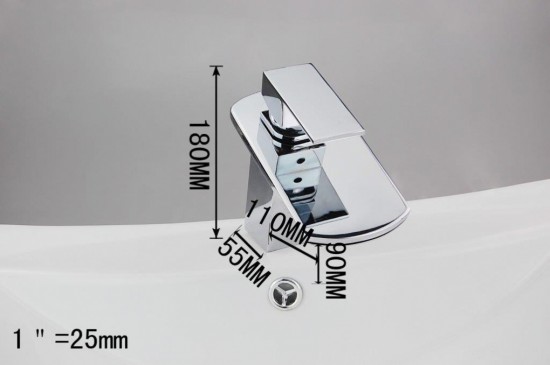 Watervalkraan Basin Chroom Design wastafelkraan
