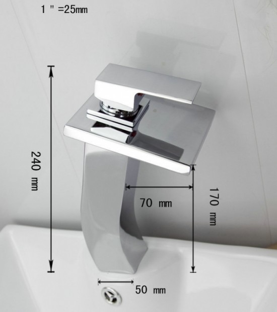 Watervalkraan Carice Zilver XL Design Waterval Kraan