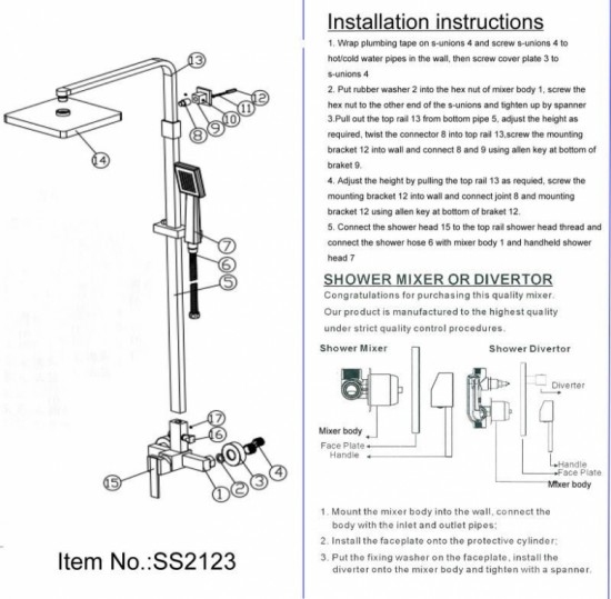 Opbouw douche set compleet LED 40 CM handdouche Stortdouche